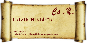 Csizik Miklós névjegykártya